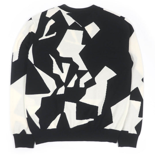 LOUIS VUITTON knit 1AAU2Y Main: 100% wool White black mens L Used Authentic