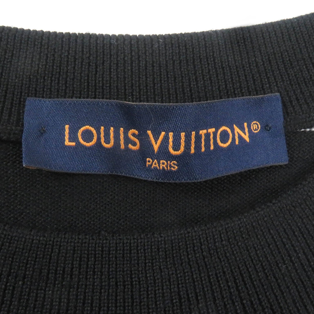 LOUIS VUITTON knit 1AAU2Y Main: 100% wool White black mens L Used Authentic
