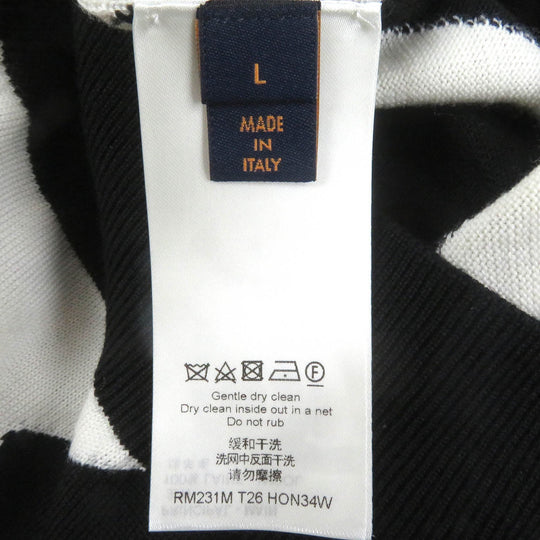 LOUIS VUITTON knit 1AAU2Y Main: 100% wool White black mens L Used Authentic