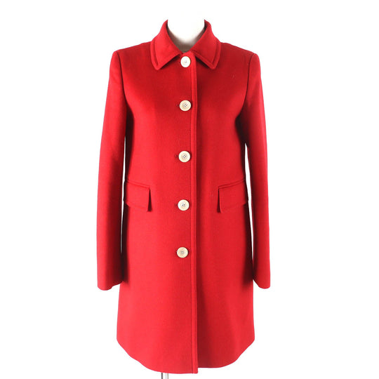 GUCCI Stainless collar coat 406947 ZFW04 Outer: 90% wool, Outer: 10% angora, Lining: 80% rayon, Lining: 20% polyester Red Women 38 Used Authentic