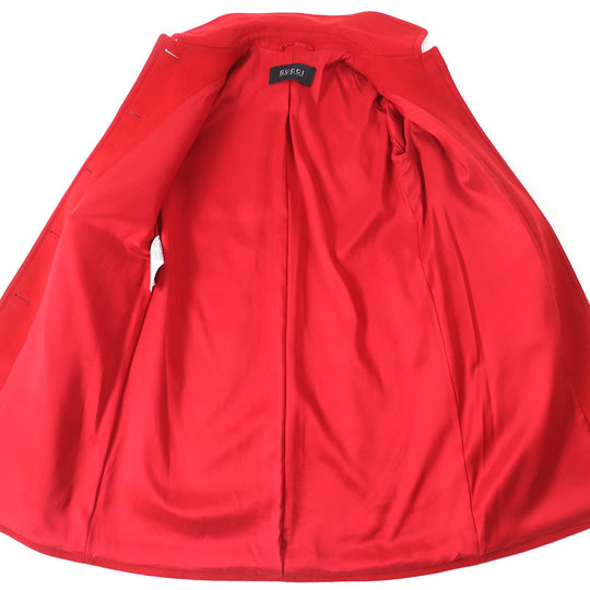 GUCCI Stainless collar coat 406947 ZFW04 Outer: 90% wool, Outer: 10% angora, Lining: 80% rayon, Lining: 20% polyester Red Women 38 Used Authentic