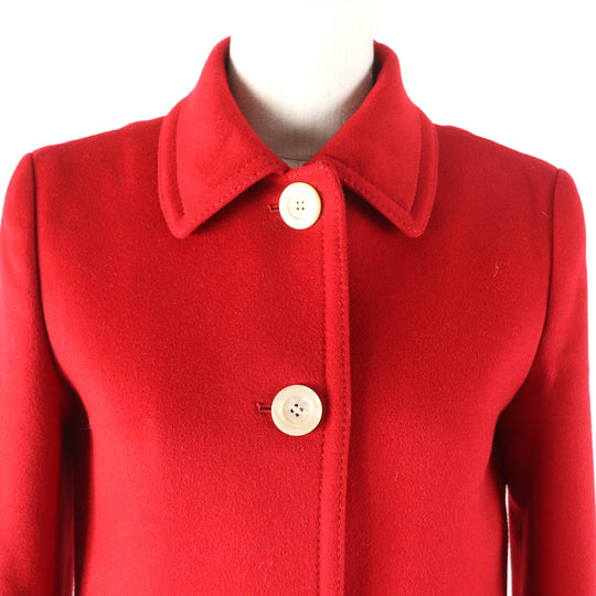 GUCCI Stainless collar coat 406947 ZFW04 Outer: 90% wool, Outer: 10% angora, Lining: 80% rayon, Lining: 20% polyester Red Women 38 Used Authentic
