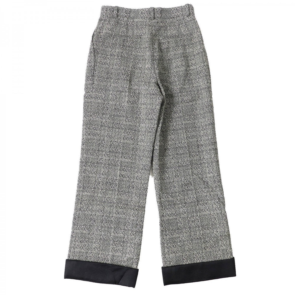 CHANEL Pants P42278 Main: 100% wool, Lining: 100% silk, Part: 100% silk Black White Women 36 Used Authentic