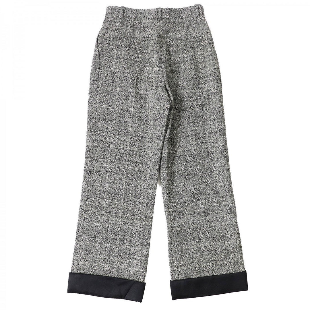 CHANEL Pants P42278 Main: 100% wool, Lining: 100% silk, Part: 100% silk Black White Women 36 Used Authentic