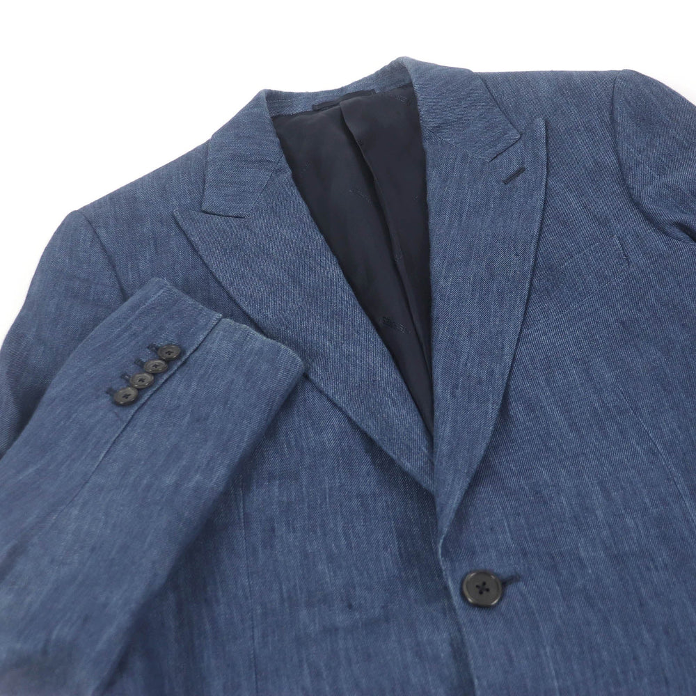 HERMES tailored jacket Outer: 100% linen, lining: 100% cupra blue mens 46 Used Authentic