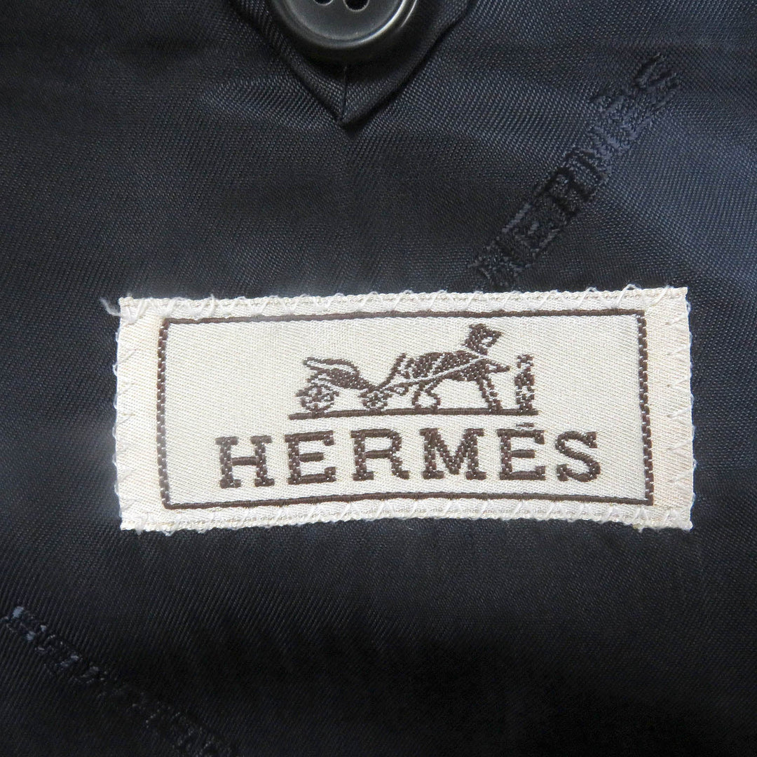 HERMES tailored jacket Outer: 100% linen, lining: 100% cupra blue mens 46 Used Authentic