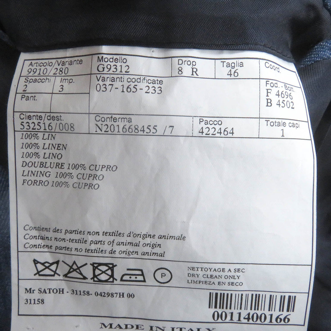 HERMES tailored jacket Outer: 100% linen, lining: 100% cupra blue mens 46 Used Authentic