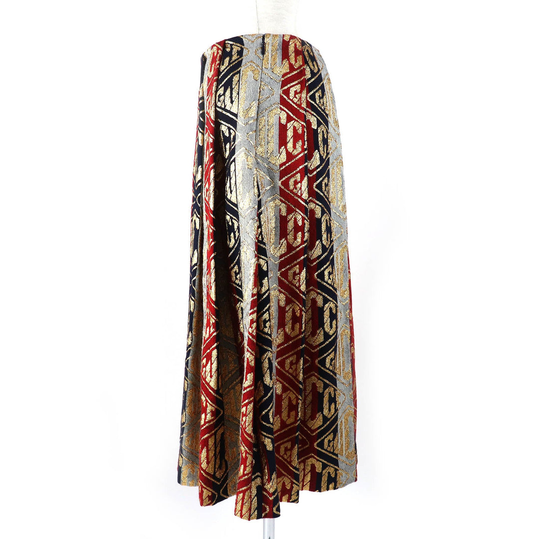 GUCCI Long skirt 524386 Outer: 78% wool, Outer: 22% polyester, Lining: 71% acetate, Lining: 29% silk Red Navy Grey Gold Women 40 Used Authentic
