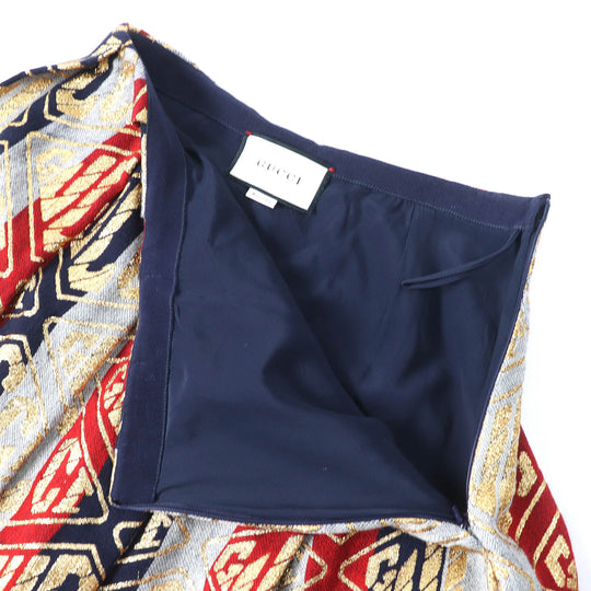 GUCCI Long skirt 524386 Outer: 78% wool, Outer: 22% polyester, Lining: 71% acetate, Lining: 29% silk Red Navy Grey Gold Women 40 Used Authentic