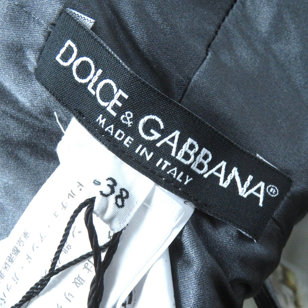 DOLCE&GABBANA one piece Outer: 60% silk, Outer: 18% acetate, Outer: 14% nylon, Outer: 8% polyester, Lining: 96% silk Gray type Light beige type Women 38 Used Authentic