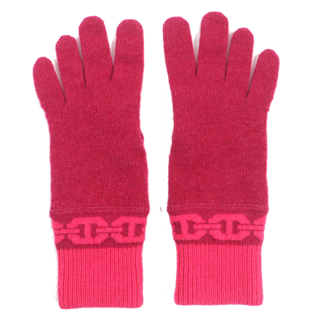 HERMES gloves H232006G Main: 99% cashmere, Main: 1% elastane Rose Extreme HEAVEN Women S Used Authentic
