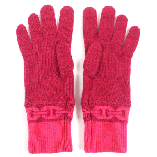 HERMES gloves H232006G Main: 99% cashmere, Main: 1% elastane Rose Extreme HEAVEN Women S Used Authentic