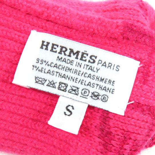 HERMES gloves H232006G Main: 99% cashmere, Main: 1% elastane Rose Extreme HEAVEN Women S Used Authentic
