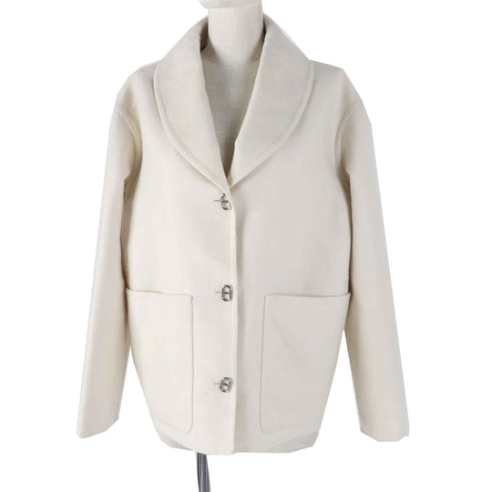 HERMES coat 3E0221DA Outer material: 100% cashmere off white Women 40 Used Authentic