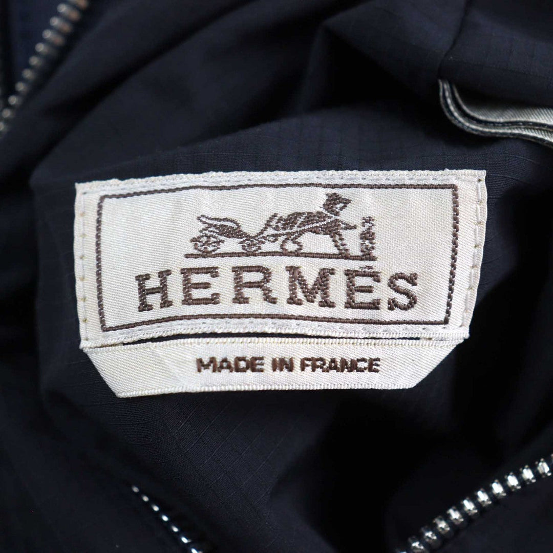 HERMES leather jacket lambskin Navy black 48