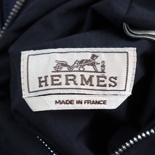 HERMES leather jacket lambskin Navy black 48