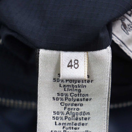 HERMES leather jacket lambskin Navy black 48