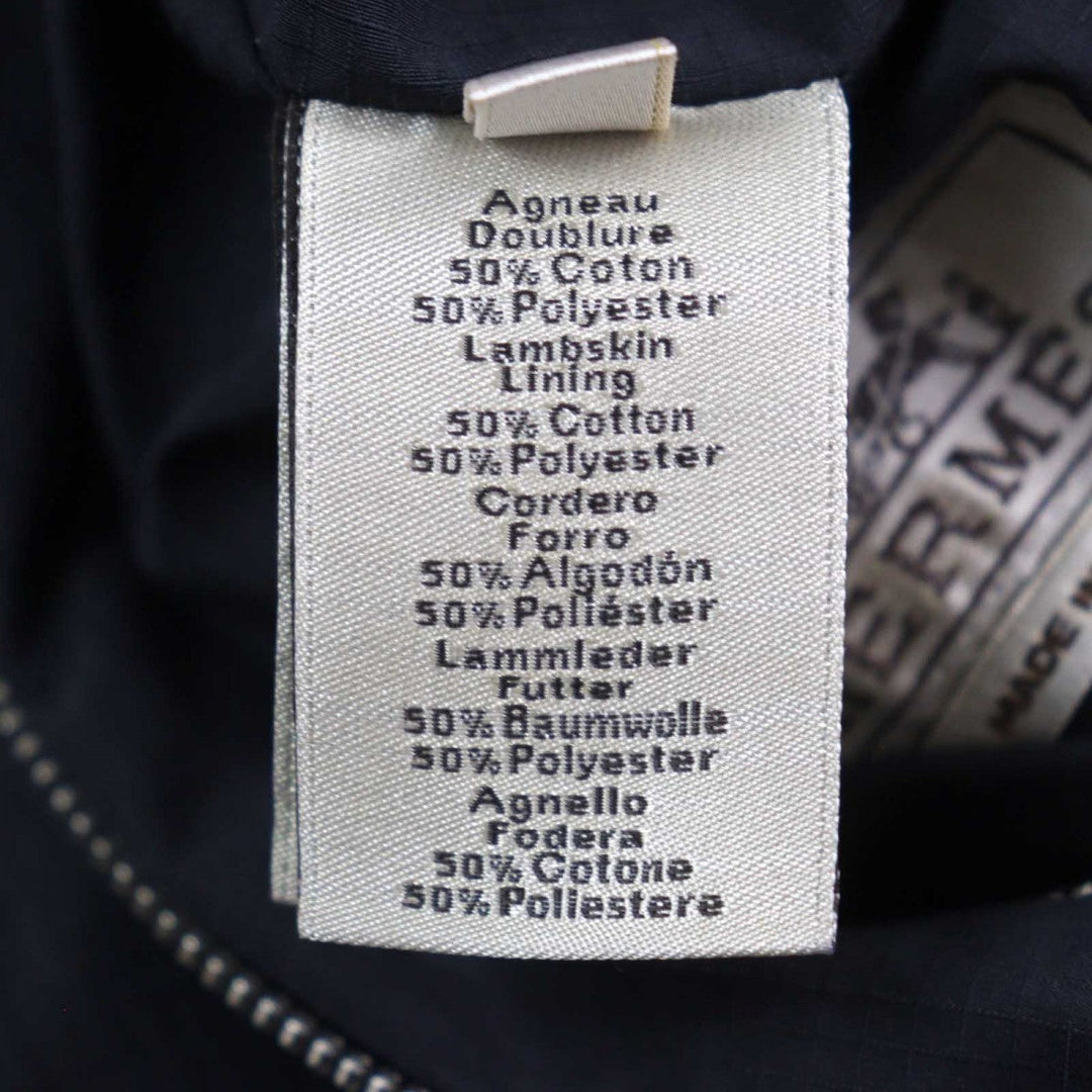 HERMES leather jacket lambskin Navy black 48