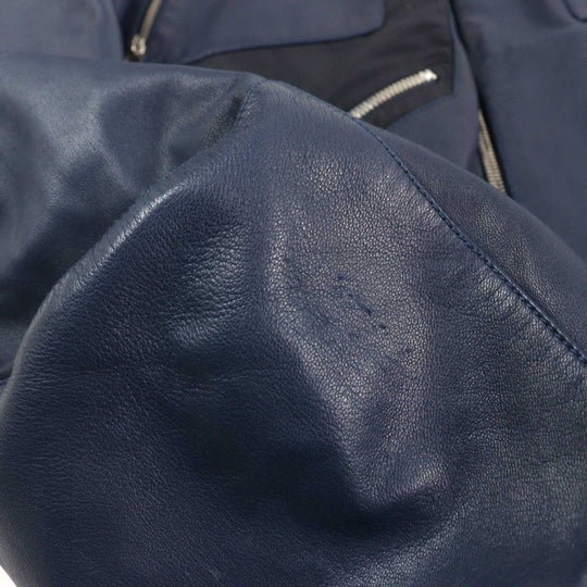 HERMES leather jacket lambskin Navy black 48