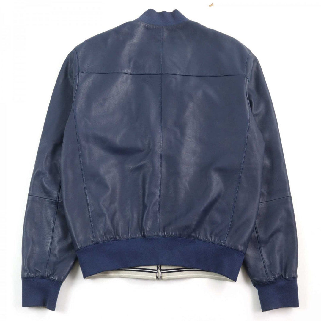 HERMES leather jacket lambskin Navy black 48