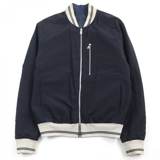 HERMES leather jacket lambskin Navy black 48