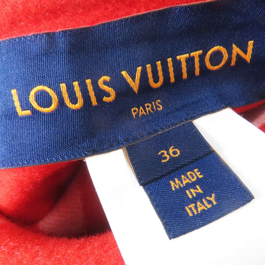 LOUIS VUITTON coat FMCO07 Outer: 99% wool, Outer: 1% silk, Part: 80% wool, Part: 13% nylon, Part: 1% polyurethane Red white Women 36 Used Authentic