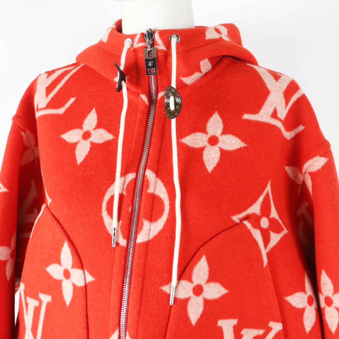 LOUIS VUITTON coat FMCO07 Outer: 99% wool, Outer: 1% silk, Part: 80% wool, Part: 13% nylon, Part: 1% polyurethane Red white Women 36 Used Authentic