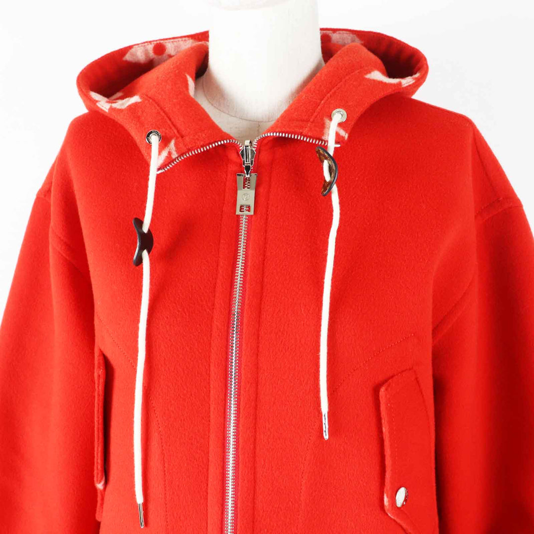 LOUIS VUITTON coat FMCO07 Outer: 99% wool, Outer: 1% silk, Part: 80% wool, Part: 13% nylon, Part: 1% polyurethane Red white Women 36 Used Authentic