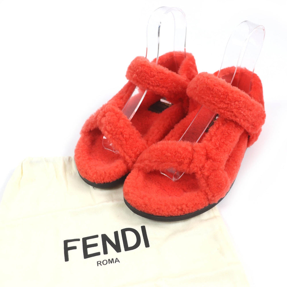 FENDI Sandals 8X8229 Main: Mouton Red type Women 37 Used Authentic