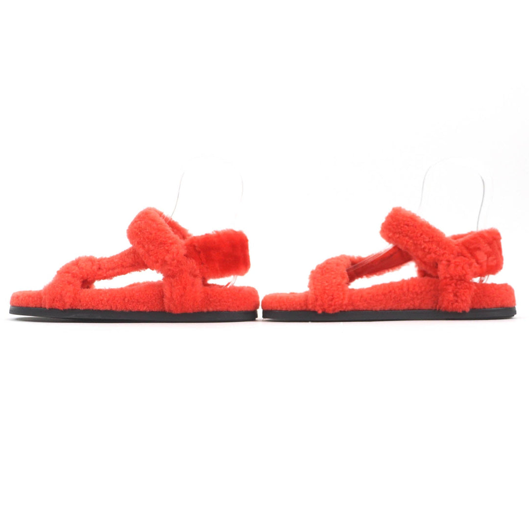 FENDI Sandals 8X8229 Main: Mouton Red type Women 37 Used Authentic