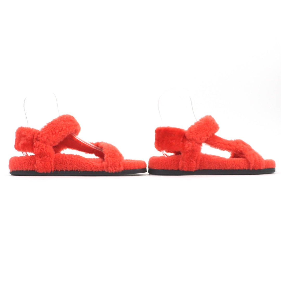 FENDI Sandals 8X8229 Main: Mouton Red type Women 37 Used Authentic