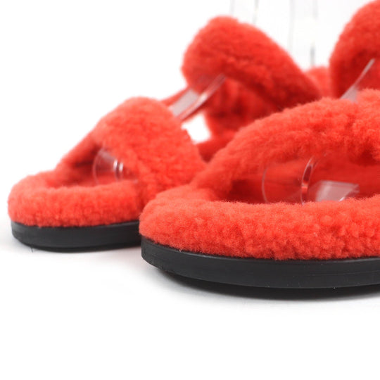 FENDI Sandals 8X8229 Main: Mouton Red type Women 37 Used Authentic