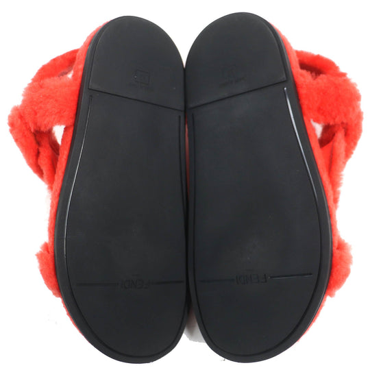 FENDI Sandals 8X8229 Main: Mouton Red type Women 37 Used Authentic