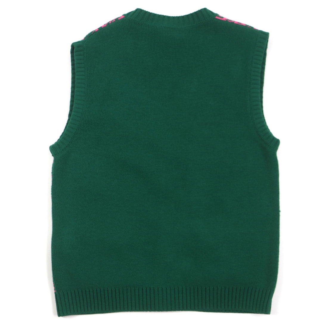GUCCI Vest 711573 Main: 71% wool, Main: 29% cotton, Outer: 100% wool Green pink HA HA HA mens M Used Authentic