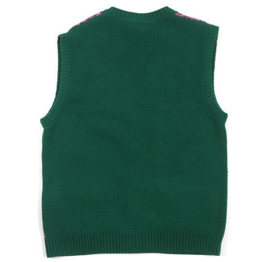 GUCCI Vest 711573 Main: 71% wool, Main: 29% cotton, Outer: 100% wool Green pink HA HA HA mens M Used Authentic