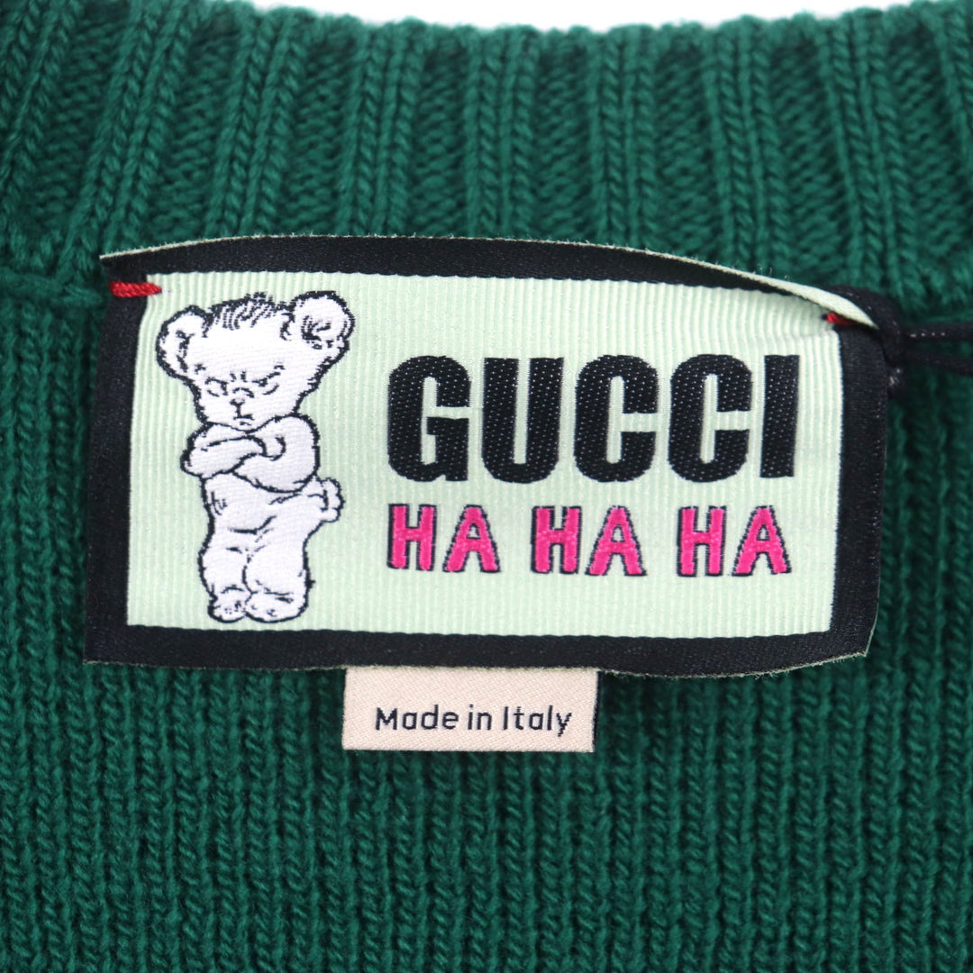 GUCCI Vest 711573 Main: 71% wool, Main: 29% cotton, Outer: 100% wool Green pink HA HA HA mens M Used Authentic