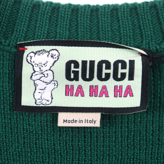 GUCCI Vest 711573 Main: 71% wool, Main: 29% cotton, Outer: 100% wool Green pink HA HA HA mens M Used Authentic