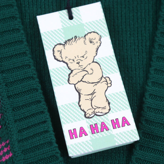 GUCCI Vest 711573 Main: 71% wool, Main: 29% cotton, Outer: 100% wool Green pink HA HA HA mens M Used Authentic