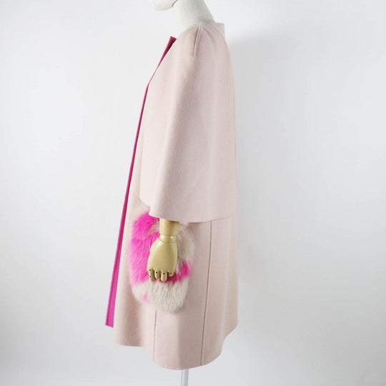 FENDI coat FF8458 W1D Outer: 100% wool, fur: fox pink Women 46 Used Authentic