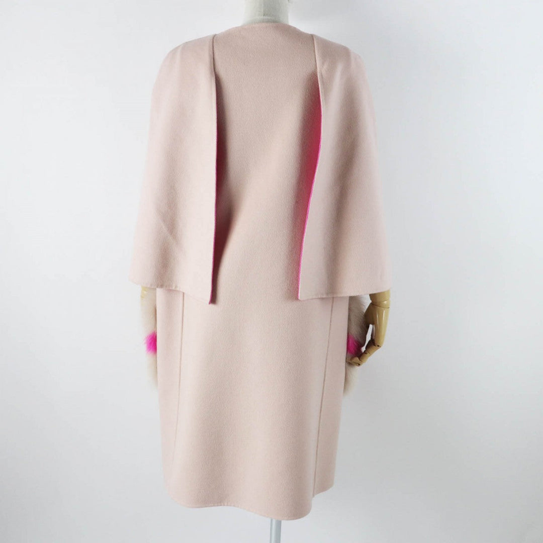 FENDI coat FF8458 W1D Outer: 100% wool, fur: fox pink Women 46 Used Authentic