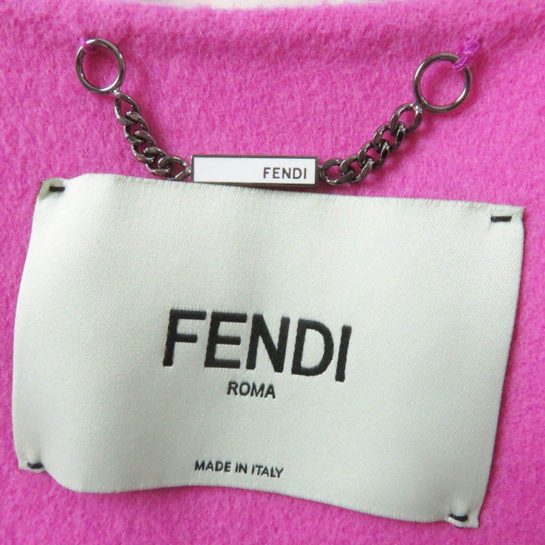 FENDI coat FF8458 W1D Outer: 100% wool, fur: fox pink Women 46 Used Authentic