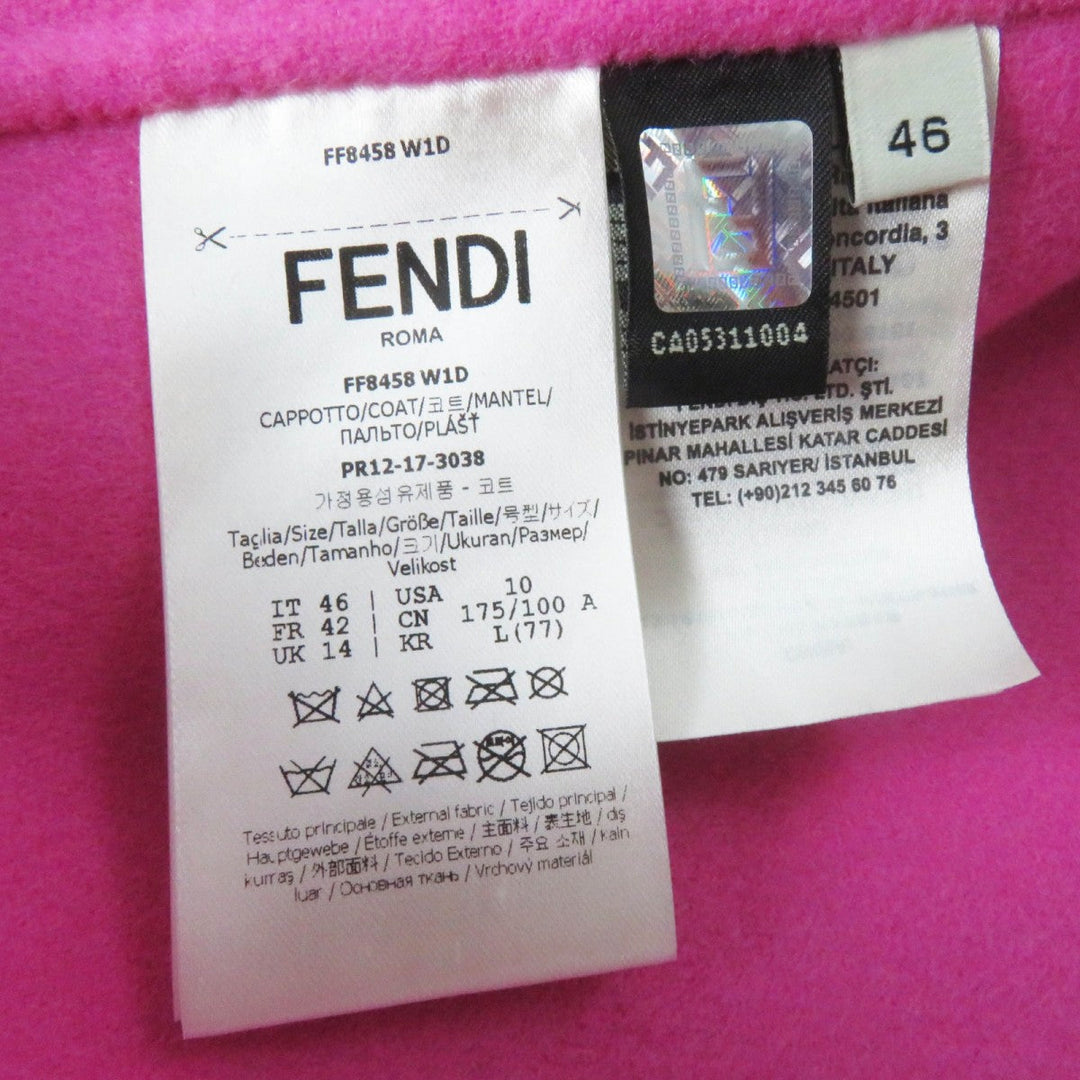 FENDI coat FF8458 W1D Outer: 100% wool, fur: fox pink Women 46 Used Authentic
