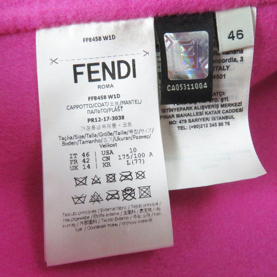 FENDI coat FF8458 W1D Outer: 100% wool, fur: fox pink Women 46 Used Authentic
