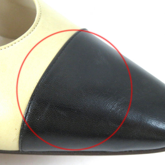 CHANEL pumps Main: Leather Beige black Women 36 Used Authentic
