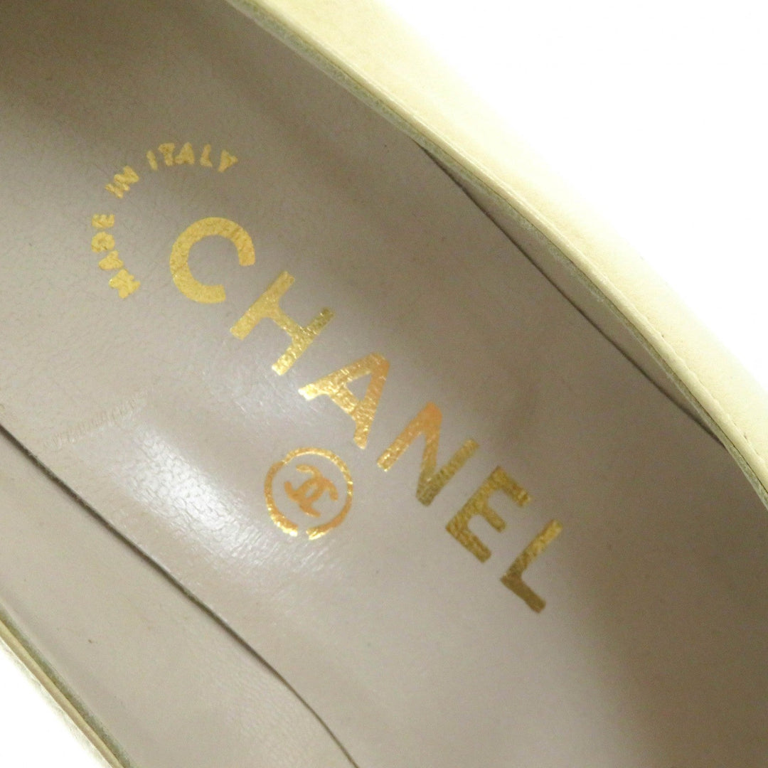 CHANEL pumps Main: Leather Beige black Women 36 Used Authentic