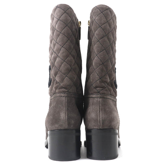 CHANEL boots G38158X56289 Main: Suede leather Charcoal gray black Women 36.5 Used Authentic