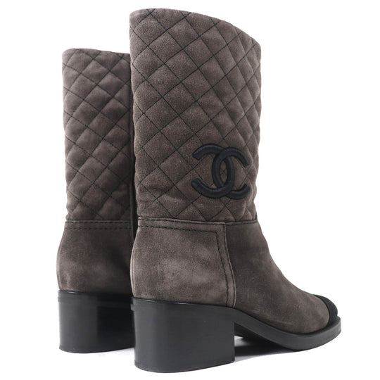 CHANEL boots G38158X56289 Main: Suede leather Charcoal gray black Women 36.5 Used Authentic
