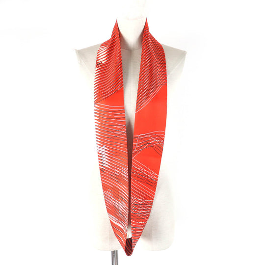 HERMES Other fashion goods Main: 100% silk Orange White Black Women Used Authentic