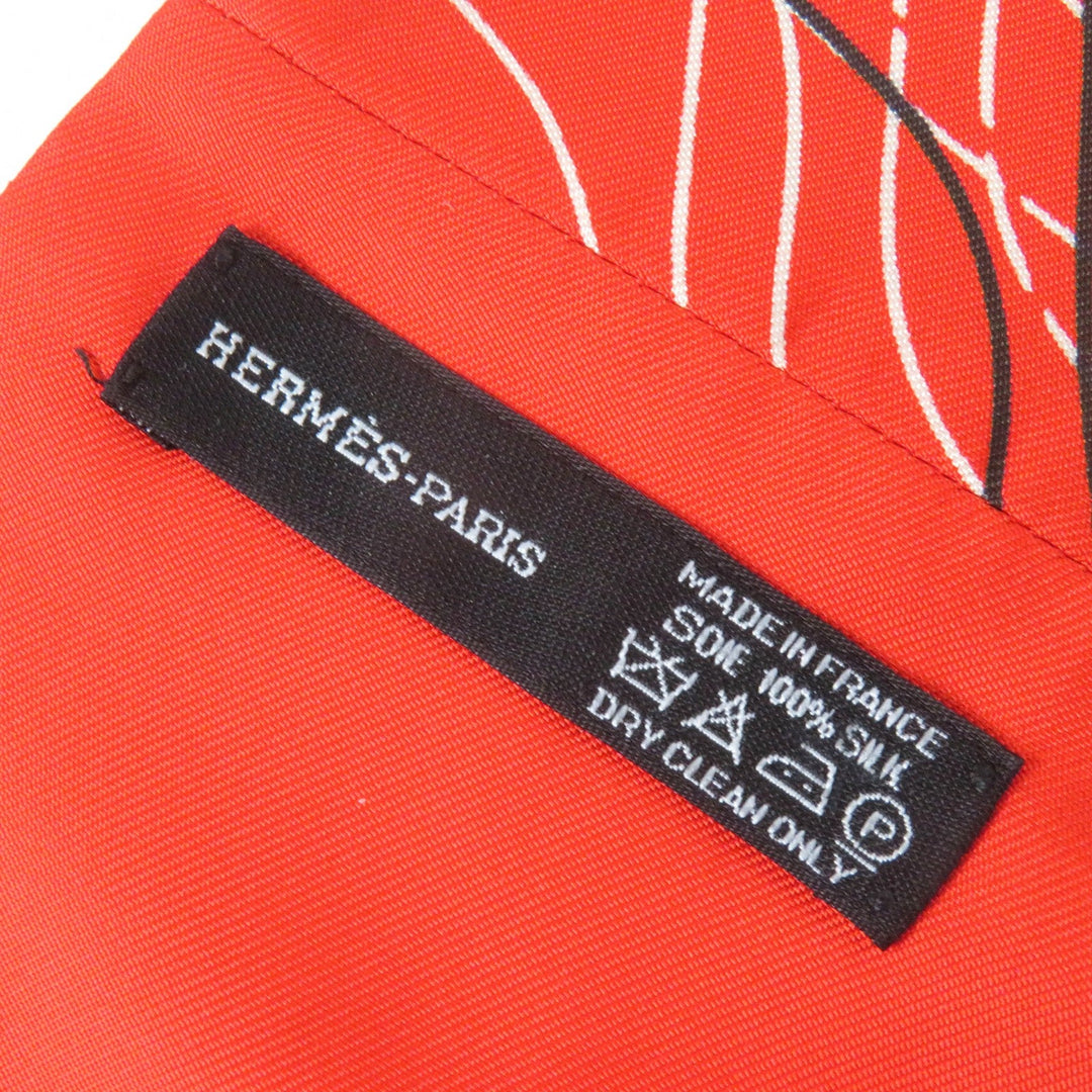 HERMES Other fashion goods Main: 100% silk Orange White Black Women Used Authentic
