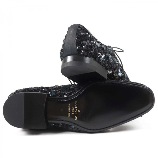 LOUIS VUITTON Leather shoes Main: Sequins Black multicolor mens 5 Used Authentic